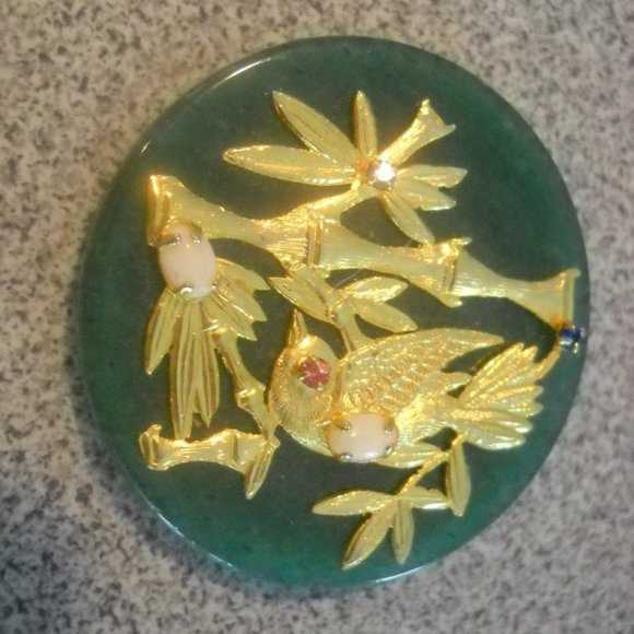 Jade Bird Medallion with Ruby, Saphire, and Opals - Picture 3 of 5
